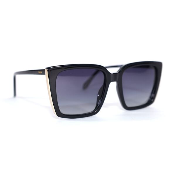 Quay Australia FRONT COVER Square Polarized Sunglasses - Black / Smoke - NWT - Picture 2 of 10